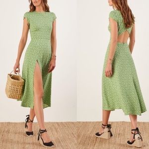 Reformation Midi Dress | Green Daisy Print